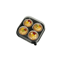Groothandel 2/3/4-delige zwarte doosjes voor gebak, bladerdeegtaartjes, Indonesische mini fruittaartjes, verpakkingsdoos voor bakkerijbenodigdheden