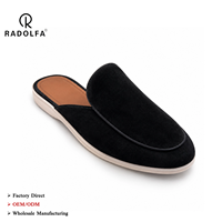 Mules en daim de luxe pour hommes RADOLFA modèle S2026, semelle en caoutchouc antidérapante, mocassins sans talon, chaussures ouvertes style décontracté, mode classique