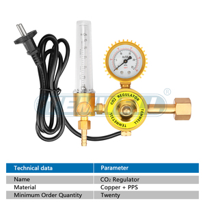 Regulador Profesional de CO2 y Argón TEMWELL de Cobre con Calentador Anticongelante de 36V, Rosca Hembra W21.8 14 para Cilindro de Gas - Product Image 2