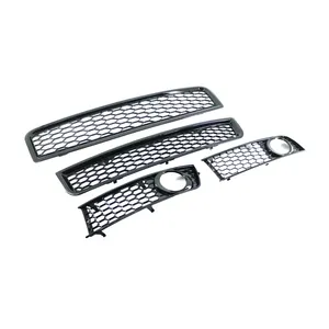 Grille avant supérieure et inférieure StarNav + Grille de phare antibrouillard en nid d'abeille pour B6 2002 2003 2004 2005 2006 Kit carrosserie - Product Image 6