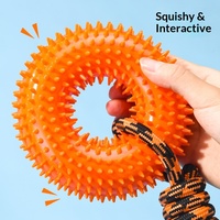 Jouet à mâcher interactif pour chien en forme de beignet de luxe, personnalisé, avec anneau en TPR à picots, pour le nettoyage des dents et l'entraînement