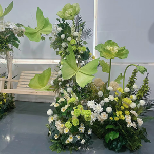 Décoration de mariage vert fête décoration mur fond géant vertical papier fleur papier art papillon - Product Image 1