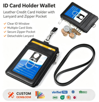 Dompet Kartu ID Kulit PU dengan 5 Slot Kartu, 1 Sisi dengan Kantong Anti-RFID, Kantong Perjalanan untuk Tas Sertifikat