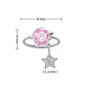 <b>Titanium</b> Alloy Planet Trajectory Earrings With Zircon Star Pendant Lip <b>Studs</b> Ear Cartilage <b>Studs</b> Sparkly Piercing Jewelry - Product Image 2
