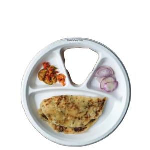 Assiettes de bagasse de canne à sucre naturelle de 12 pouces compostables jetables à 3 compartiments biodégradables anti-graisse nourriture de mariage - Product Image 1