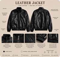 Blouson Bomber en Cuir d'Agneau Premium pour Homme avec Fermeture Éclair – Fabricant Personnalisé de Vêtements d'Extérieur