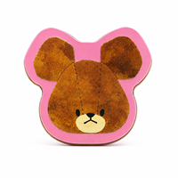 Boîte cadeau en fer blanc rose avec motif visage d'ours, étui métallique personnalisé en forme d'ours pour emballage de bonbons et bijoux, idéal pour les fêtes