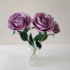 2024 nuovo design 3D a buon mercato bouquet di fiori di carta viola carta rosa fiore di carta nuziale