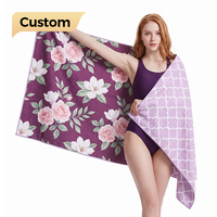 Serviette de plage rectangulaire personnalisée en microfibre, impression par sublimation avec logo sur mesure, pour hôtels, complexes hôteliers, articles promotionnels, vente en gros