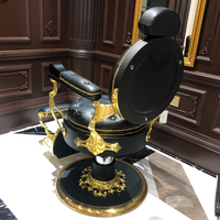 Fauteuil de Barbier Rétro Noir Jincheng, Mobilier de Salon Antique, Équipement de Salon de Coiffure, Fauteuil Inclinable Lourd avec Hydraulique, Moderne