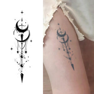 Luna e stelle geometrico temporaneo tatuaggio Semi permanente tatuaggio impermeabile per 2 settimane realistico tatuaggio <span class=keywords><strong>a</strong></span> base di erbe per il corpo del braccio - Product Image 1