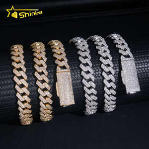 Stock en vrac Livraison directe Vente à chaud Certificat GRA S925 10mm 2 rangées Glacé VVS Moissanite Miami Cuban Link Chain & Bracelet - Product Image 4