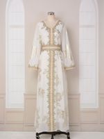 Robe musulmane pour femmes du Moyen-Orient 2026, nouvelle robe élégante à col en V, ensemble deux pièces, robe de soirée de haute qualité