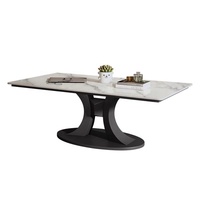 Mesa de Centro Rectangular de Cuarcita de Estilo Italiano Minimalista Moderno con Marco Metálico que Irradia Lujo Discreto, Muebles para Sala de Estar