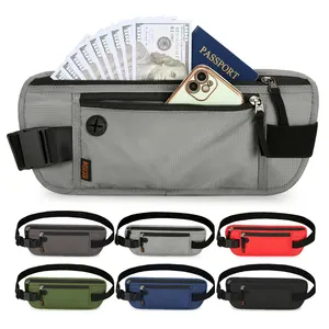 定制标志超薄护照夹射频识别阻挡旅行袋运动跑步腰包现金和信用卡旅行钱带