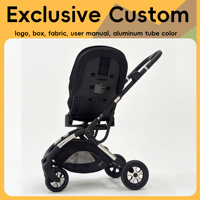 Poussette de voyage pliable facile à ranger 2-en-1 avec siège rotatif bidirectionnel, pliage rapide, quatre roues, en tissu, plastique et aluminium