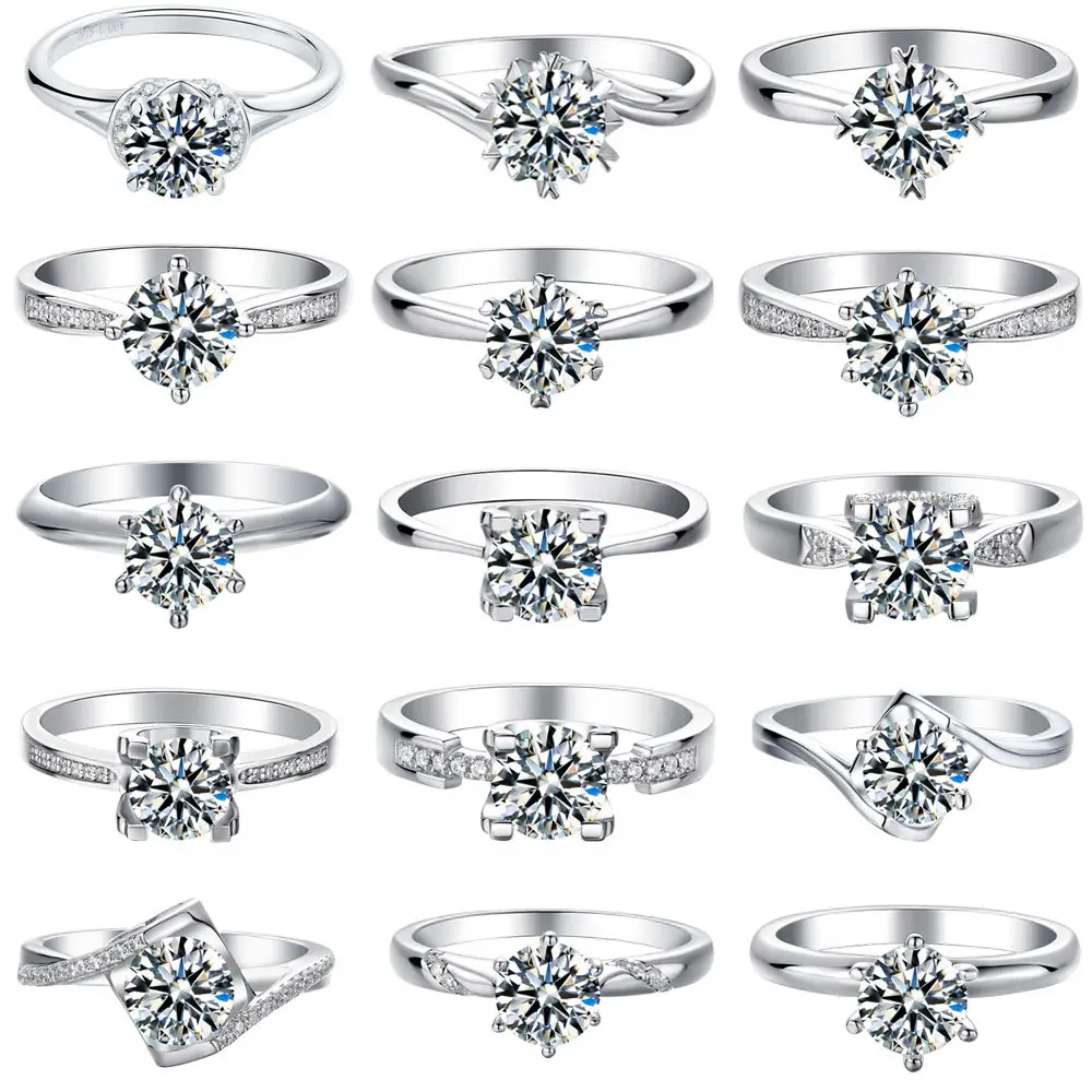 Cincin Pernikahan berlian kustom wanita S925 10K 14K 18K emas putih perhiasan halus cincin pertunangan Moissanite perhiasan Italia