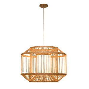 โคมไฟห้อยเพดานทรงกลมสไตล์ญี่ปุ่น ทำจากไม้ไผ่สาน ใช้หลอดไฟ LED E27 หัวเดียว เหมาะสำหรับบ้าน ห้องน้ำชา ร้านอาหาร - Product Image 4