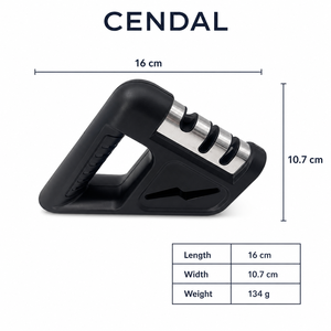 Aiguiseur de couteaux manuel Cendal à 3 étapes, poignée ergonomique en D, base antidérapante, affûtage en carbure de tungstène/céramique - Product Image 3