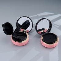 Étui compact de luxe noir et rose pour fond de teint coussin d'air BB, poudre compacte et correcteur, avec miroir