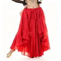 Jupe de danse tribale rouge 720'C de 16 mètres de long, en lin, grande jupe évasée pour la danse du ventre, robe d'Halloween en mousseline à volants, jupe longue maxi pour femme