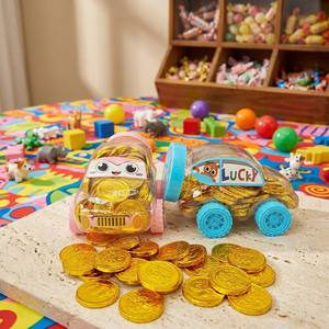 2026 Pot en plastique créatif en forme de voiture, <span class=keywords><strong>chocolat</strong></span> solide en forme de pièce <span class=keywords><strong>d</strong></span>'<span class=keywords><strong>or</strong></span>, bonbons amusants pour enfants, jouet, cadeau, souvenir de fête, vente en gros - Product Image 3