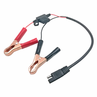 Câble de batterie pour moto avec connecteur terminal SAE, pinces crocodiles en acier et cuivre, et fusible 18AWG 1m