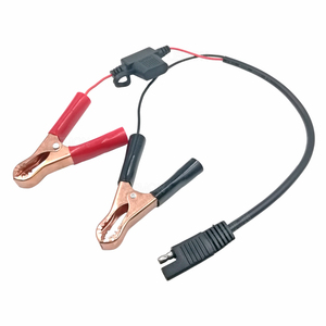 Câble de <span class=keywords><strong>batterie</strong></span> pour <span class=keywords><strong>moto</strong></span> avec connecteur terminal SAE, pinces crocodiles en acier et cuivre, et fusible 18AWG 1m - Product Image 5