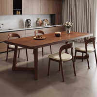 Ensemble Table et Chaises de Salle à Manger Rectangle en Bois Massif Style Scandinave Moderne pour Maison ou Appartement