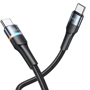 USAMS สายชาร์จเร็ว PD Type C สำหรับแล็ปท็อป,สายเคเบิลข้อมูล Usb C สีสันสดใส SJ537 U76ใหม่ปี100