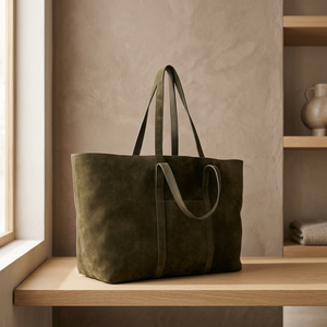 Sac fourre-tout en daim, mode minimaliste, ouverture supérieure, imperméable, motif pierre, chaînes, usage quotidien, toutes saisons, vert olive - Product Image 1