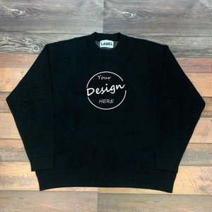 OEM <span class=keywords><strong>maglia</strong></span> di <span class=keywords><strong>cotone</strong></span> pesante oversize <span class=keywords><strong>maglia</strong></span> <span class=keywords><strong>nera</strong></span> girocollo per gli uomini ricamo Logo maglione personalizzato per gli uomini - Product Image 2