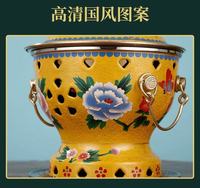 Deyanhaohuo Ensemble de cuisson en émail pour fondue, motif cloisonné, poignée dorée, fond en cuivre antiadhésif, résistant à la chaleur, durable, individuel