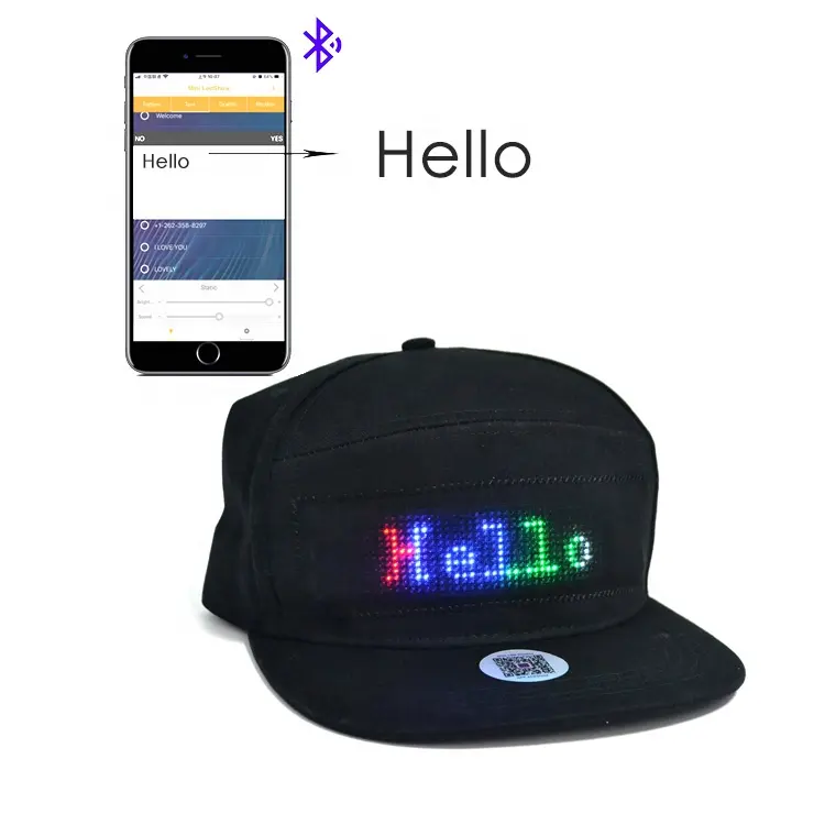 LINLIสมาร์ทโฟนควบคุมด้วยแอป,โปรโมชั่นหมวกเบสบอลไฟLEDแสดงข้อความ