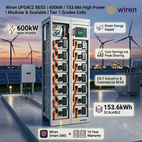 Wiren UPS4C2 Centros de Datos de Respaldo Confiables 153.6kWh BESS 60kW-600kW 4C Gabinete de Baterías Modular LiFePO4 de Alta Potencia Refrigerado por Aire