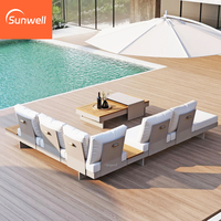 Ensemble de mobilier d'extérieur tout temps Module en aluminium en forme de L Canapé de jardin 6 places avec métal et tissu pour le jardin