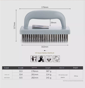 Spazzola Metallica Industriale con Manico Rotondo in Acciaio Inox con Raschietto Personalizzabile Supporto OEM - Product Image 3