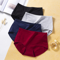 Celana Dalam Boyshort Katun Murni Pinggang Tinggi Elastisitas Tinggi Pengangkat Perut dan Pinggul Katun Sisir Solid Tanpa Jahitan