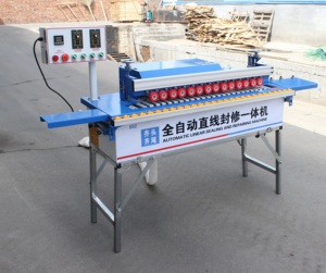 Machine <span class=keywords><strong>de</strong></span> chantournage et <span class=keywords><strong>de</strong></span> découpe <span class=keywords><strong>de</strong></span> chants en ligne droite avec alimentation automatique par plateau auxiliaire étendu et égalisation des extrémités <span class=keywords><strong>pour</strong></span> la réparation - Product Image 2