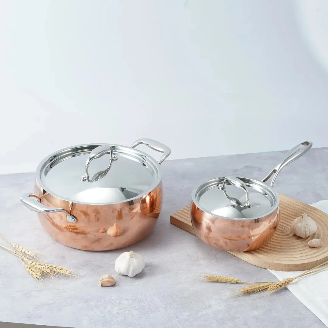 Deluxe-3pcs Cuisine Pomme forme Micro Expansion Ustensiles de Cuisine Induction Pot Ensemble Cuivre Pot À Soupe