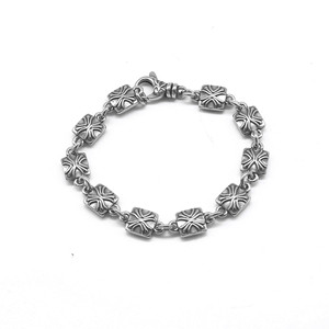 yunnique Tibetan Silver Square <b>Cross</b> Bracelet Unisex Geometric <b>Chain</b> Jewelry For <b>Men</b> And Women - Product Image 1