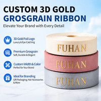 Ruban en polyester à logo personnalisé, imprimé en feuille d'or 3D, pour ruban gros-grain simple face pour accessoires capillaires avec logo imprimé