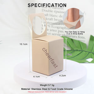 Air Tight Seal Sparkling Wine <strong>Bottle</strong> Plug Sealer <strong>Gold</strong> Custom champagne Stopper Stainless Steel with Hang Hole Paper Gift Box - Product Image 4
