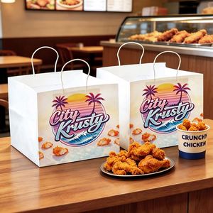 Bolsas de Papel Kraft Biodegradables y Ecológicas con Asas Retorcidas, Impresas con Logotipo Personalizado, para Empacar Hamburguesas y Pollo Frito - Product Image 1