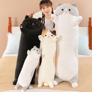 Fat Long <strong>Cat</strong> Big Throw Pillow Cuddle <strong>Cat</strong> <strong>Stuffed</strong> Animal Toys Sleeping Nap Cushion Gery Brown <strong>Black</strong> <strong>White</strong> <strong>Cat</strong> Plush Toy Doll Gift - Product Image 2
