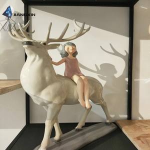 ชุดเดรสสีชมพูและเขากวางสำหรับเด็กหญิงขี่<span class=keywords><strong>กวาง</strong></span>สไตล์โมเดิร์นรูป<span class=keywords><strong>ปั้น</strong></span>ไฟเบอร์กลาสแปลกๆ & รายละเอียด<span class=keywords><strong>รูป</strong></span>เขากวางสำหรับตกแต่งบ้าน/<span class=keywords><strong>สวน</strong></span>แนวแฟนตาซีในร่ม - Product Image 1