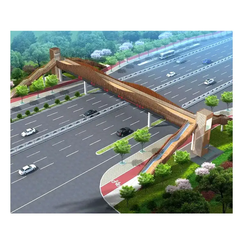 Profesyonel üretici uzun açıklıklı prefabrik bina çelik yapı köprüsü/yaya köprüsü