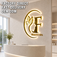 Lettres de logo rétroéclairées en métal montées, enseigne commerciale personnalisée 3D à LED avec halo lumineux pour mur de bureau, signalétique murale pour hôtel et bureau
