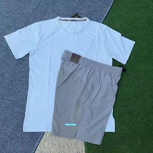 Conjunto de <span class=keywords><strong>2</strong></span> uds de ropa deportiva para hombre, camiseta de manga corta, conjunto de pantalones cortos deportivos de fútbol, deportes reflectantes, Fitness, gimnasio, camiseta de fútbol y pantalones cortos - Product Image 3