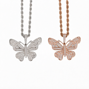 Colgante de Mariposa con Moissanita, Plata de Ley 925, Chapado en Rodio u Oro Rosa, Joyería para Fiestas - Product Image 1